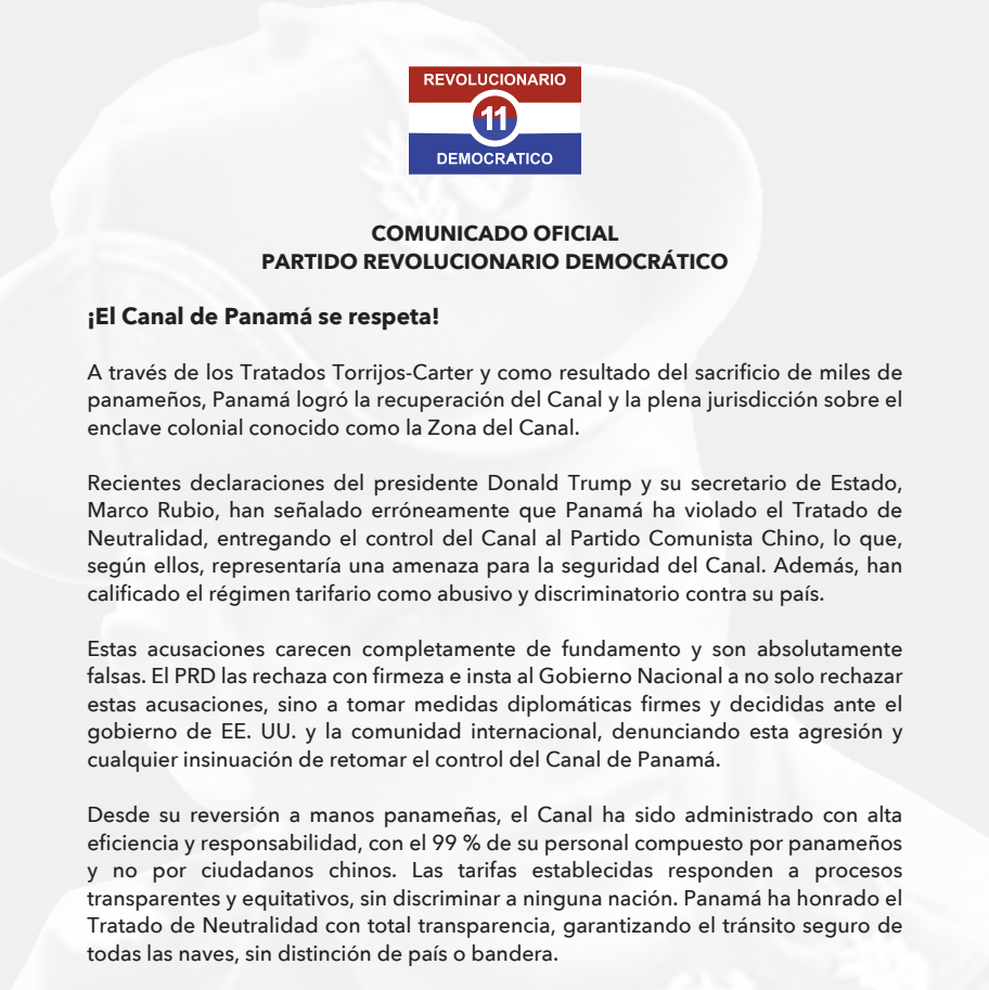 ¡El Canal de Panamá se respeta y se defiende con la verdad y firmeza!